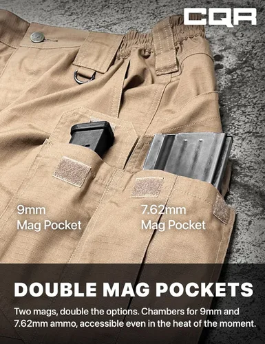 Vista 4 de CQR Pantalones tácticos para hombre, resistentes al agua, pantalones cargo Ripstop, ligeros EDC trabajo, senderismo, ropa para exteriores