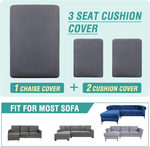 Vista 18 de OKYUK Fundas para sofá modular, 3 piezas, fundas de cojín de terciopelo para sofá, en forma de L, funda de cojín separado para sofá, protector