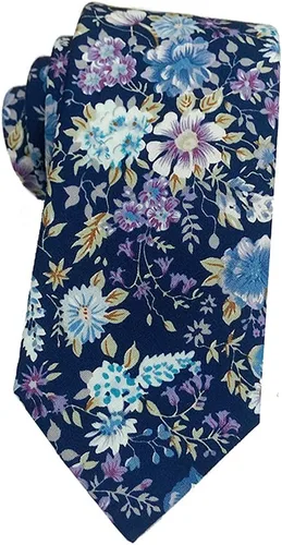 Vista 44 de Corbata de algodón floral para hombre, corbata delgada impresa de 2.56'' 01-Bean Pasta Rosa