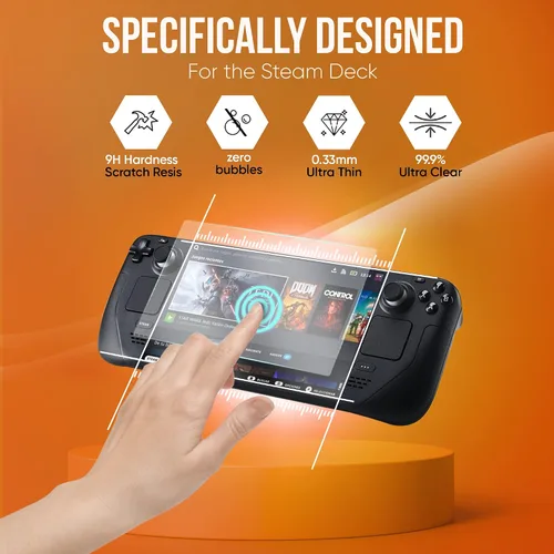 Vista 5 de Game Depot Steam Deck Video Game System Protective Bundle 2 Glass Protectors, 1 Silicone Console Case, and 2 Cleaning Kits Ultimate Protection