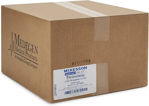Vista 6 de McKesson Bolsas de riesgo biológico, 10 a 15 galones [250 unidades] Bolsa de residuos infecciosos peligrosos, grado hospitalario médico, rojo