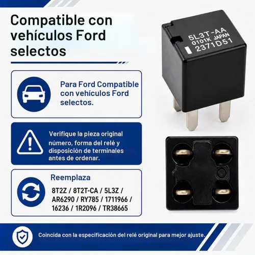 Vista 3 de Relé 5L3T-AA (Paquete de 2) - Relé de arranque de bomba de aceite automotriz de 4 pines 12VDC 20A