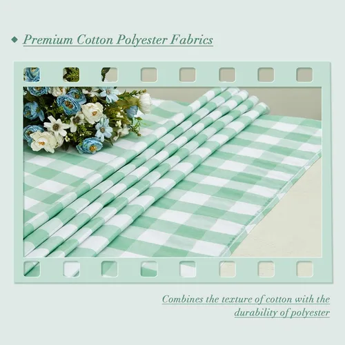 Vista 2 de Mantel rectangular de 70.9 x 55 pulgadas, mantel de cuadros impermeable y reversible, funda de mesa de picnic de mezcla de algodón lavable