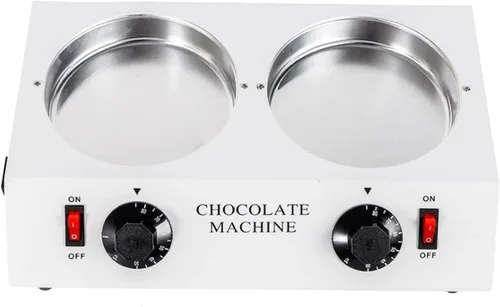 Vista 2 de Máquina de temple eléctrica para derretir chocolate caliente, doble capacidad de 4.4 libras (olla doble blanca)