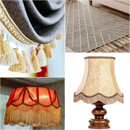 Vista 4 de Uxcell 10 yardas y 4 pulgadas beige con flecos de cadeneta - poliéster, estilo bohemio para múltiples ocasiones