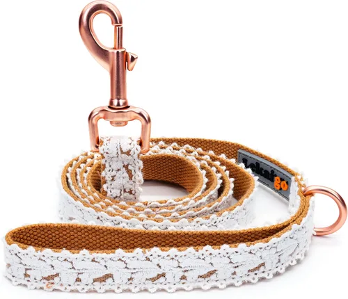 Vista 20 de Juego de collar y correa para perro, encaje de algodón hecho a mano de 4 a 5 pies, ajustable, cómodo, collares y correas únicos para perros Marrón
