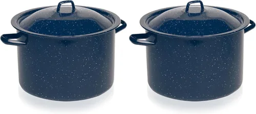 Vista 11 de IMUSA USA C20666-1062810W - Olla de acero esmaltada moteada con tapa, 4 cuartos de galón, azul