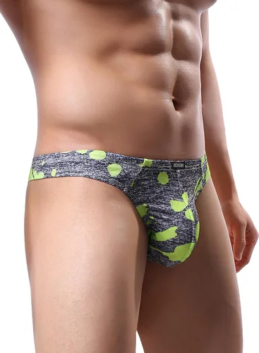 Vista 5 de IKINGSKY Tanga de camuflaje para hombre, ropa interior sexy con espalda en T