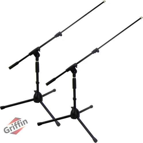 Vista 10 de GRIFFIN Soporte de micrófono corto (serie Low Profile-X) – Soporte de trípode para bombo, amplificadores de guitarra, escritorios de estudio, canto