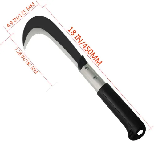 Vista 3 de Cuchillo machete de hoz con mango de aluminio, hoja de acero al carbono, para granja, ramas, vides, hoz de deshierbe