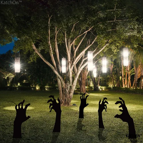 Vista 6 de KatchOn, Letreros aterradores de mano con estacas – Grandes, 16 pulgadas Letreros de patio de Halloween para decoraciones de Halloween al aire