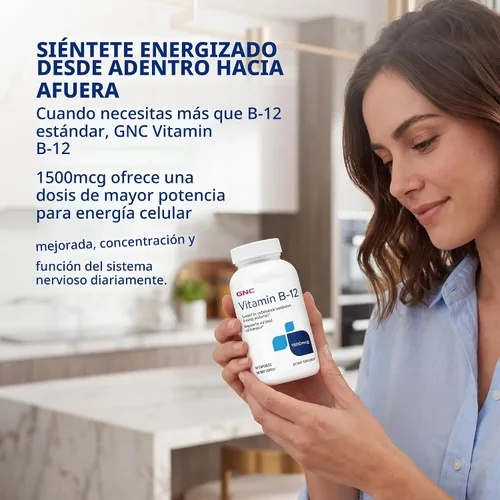 Vista 7 de GNC Vitamina B-12 1500mcg, apoya la producción de energía, 90 cápsulas
