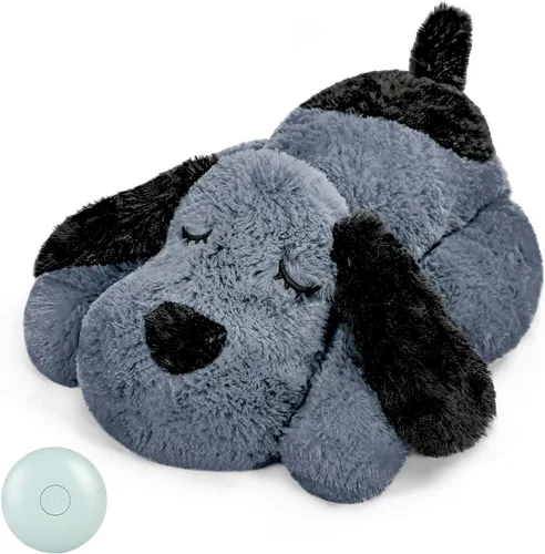 Vista 15 de WEOK Juguete de Latidos del Corazón para Cachorros para Alivio de Ansiedad por Separación, Animal de Peluche con Latidos Ayuda Conductual Calmante
