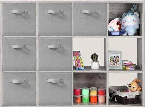 Vista 10 de Contenedores de almacenamiento de 11 x 11 pulgadas, caja de almacenamiento plegable de tela, organizador de armario plegable para ropa, mantas