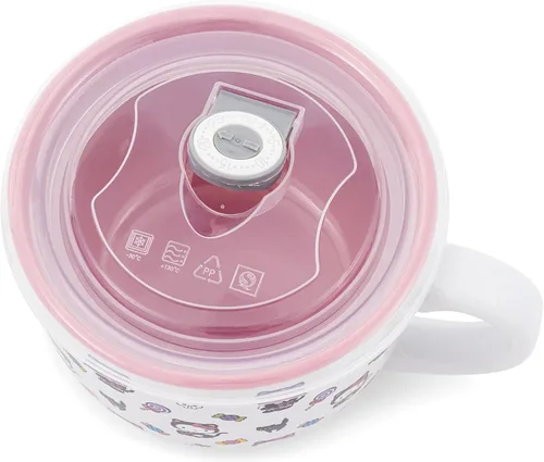 Vista 3 de Silver Buffalo Sanrio Hello Kitty Gato Negro - Taza de sopa de cerámica con tapa ventilada para helado, cereal, bebidas Capacidad de 710 cc