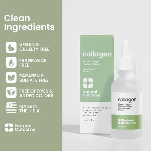 Vista 5 de Suero de péptido de colágeno para cara, reafirmante diario, levantamiento y reducción de arrugas suero facial con colágeno derivado marino y ácido