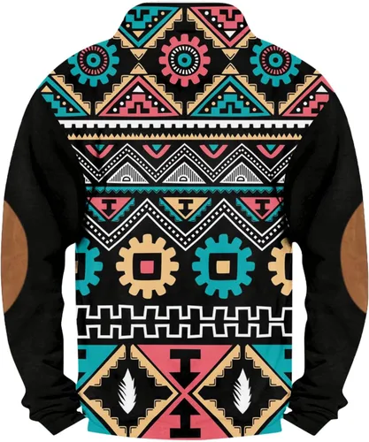 Vista 2 de WENKOMG1 Sudadera con estampado indio para hombre, manga larga, vintage, ligera, con solapa, simétrica