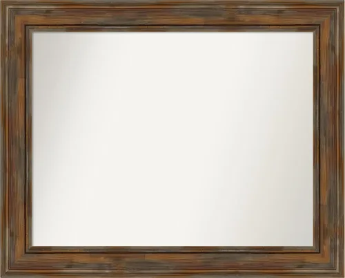 Vista 213 de Amanti Art Espejo de baño marrón para sobre fregadero, 26 x 26 pulgadas, espejo de tocador cuadrado marrón rústico Alexandria, marco de madera