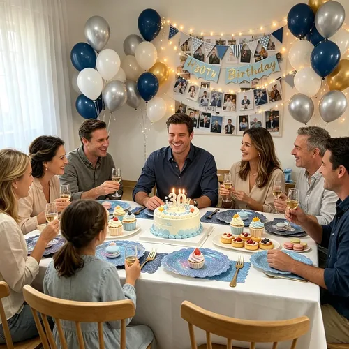 Vista 6 de Blue Iridescent Plates and Napkins Set for Birthday Baby Shower,40 Guests Disposable Light Blue Holographic Tableware Include 9" Gradient