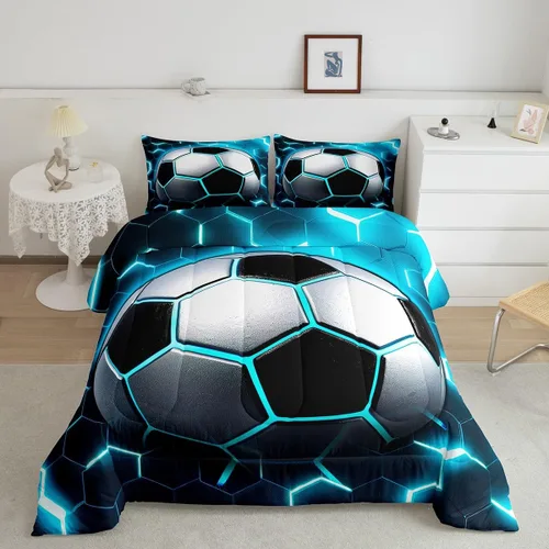 Vista 8 de Erosebridal Juego de edredón de baloncesto tamaño Twin para niños y adolescentes, juego de cama de tema deportivo de microfibra ultra suave