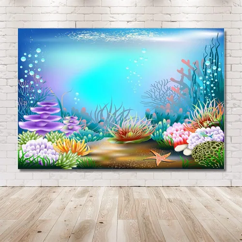 Vista 6 de MEHOFOND Fondo de fotografía azul morado bajo el mar de 8 x 6 pies, temática de sirena oceánica, decoración de fiesta de cumpleaños, burbujas