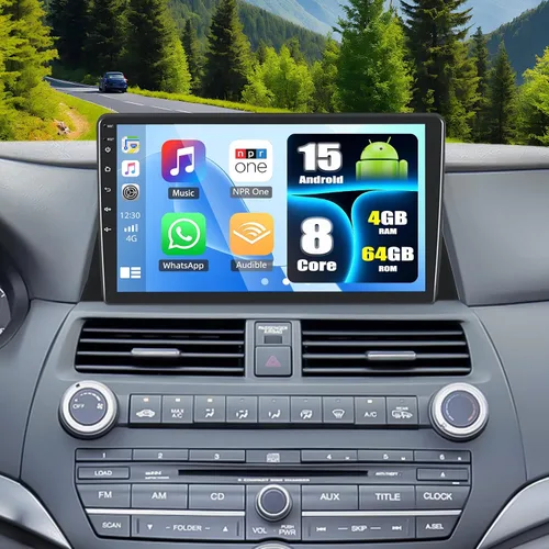 Vista 9 de Estéreo de coche 4GB+64GB para Honda Accord 8th 2008-2013 con Carplay inalámbrico Android Auto, Android 13 10.1 'HD pantalla táctil Bluetooth-5.0