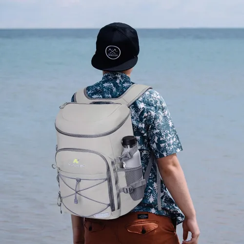 Vista 7 de N NEVO RHINO Mochilas Enfriadoras Aisladas a Prueba de Fugas 36/54 Latas, Mochila Enfriadora Aislada Portátil Ligera Impermeable para Hombres