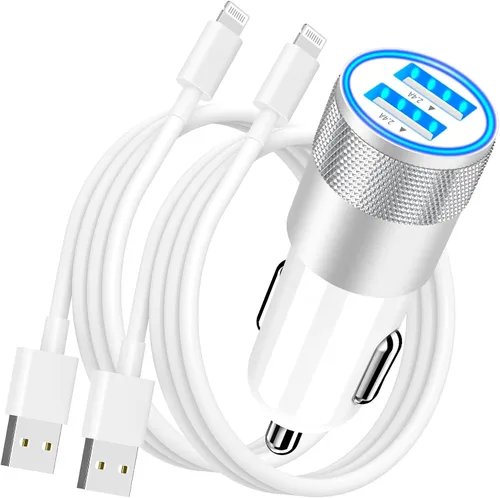Vista 11 de [Apple MFi Certified] iPhone Fast Car Charger, Rombica 52.5W USB-C PD&QC3.0 Car Power Cigarette Lighter USB Charger Adapter with 2Pack Lightning