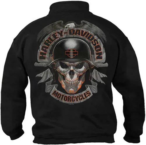 Vista 2 de Harley-Davidson Ghoulish Skull - Sudadera sin botones con cremallera de 14, color negro