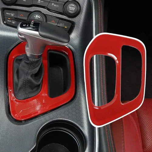 Vista 4 de Voodonala para Challenger Cubiertas de panel de cambio de marchas, accesorios decorativos para Dodge Challenger 2015-2022 (rojo)