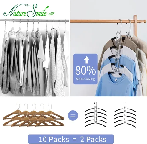 Vista 3 de Nature Smile Perchas de ropa para suéter sin hombros, múltiples capas, ahorro de espacio, para camisetas y blusas, (paquete de 2 unidades)
