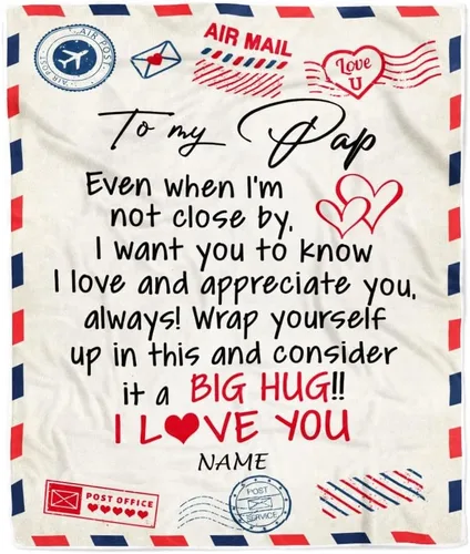 Vista 16 de Manta de forro polar personalizada con texto en inglés «To My Grandad» de Grandkids I Love You Hugs con texto en inglés «To My Grandad»