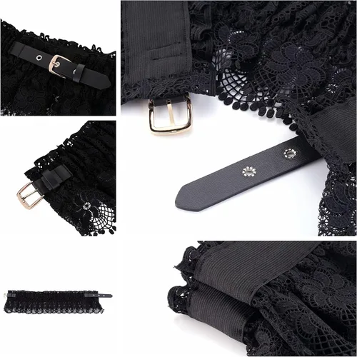 Vista 6 de Ayliss Cinturón ancho elástico de encaje de cintura ancha elástica para mujer, cinturón de vestir de moda con cincha elástica, cinturón retro