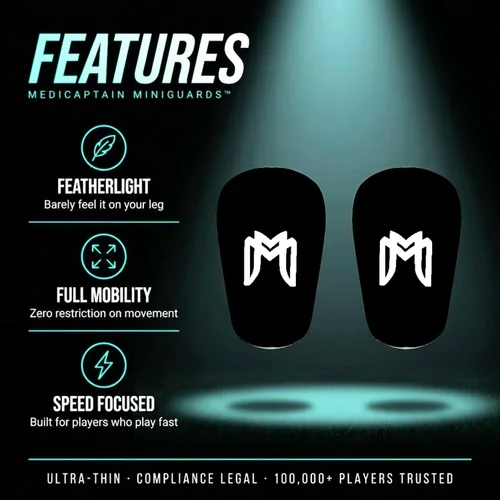Vista 3 de MediCaptain MiniGuards – Mini espinilleras para jugadores de fútbol – Pequeñas espinilleras para hombres, mujeres, adolescentes – Espinilleras