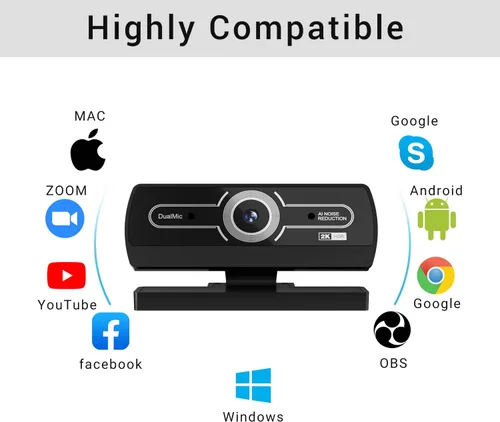 Vista 8 de Diccik Cámara web 2K para PC, videollamadas Full HD, corrección de luz HD, funciona con Skype, Zoom, FaceTime, Hangouts, PC/Mac/Laptop/MacBook/Tablet