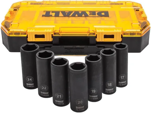 Vista 4 de DEWALT DWMT74736, Juego de llaves de impacto de accionamiento profundo de 7 piezas SAE, 1/2 pulgada, caja resistente