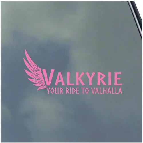 Vista 7 de Valkyrie Your Ride to Valhalla - Calcomanía de vinilo Asatru Norse God Odin Rune por KLO Graphics Negro