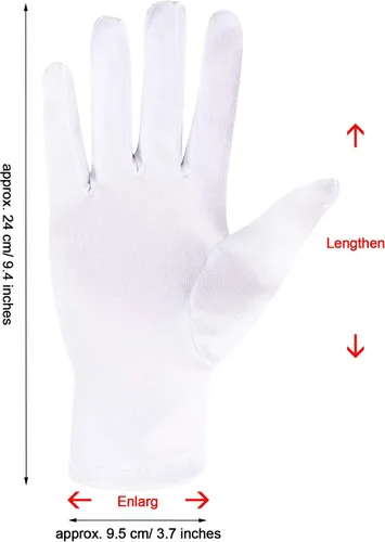 Vista 2 de 4 pares de guantes cortos de satén para mujer guantes de longitud a la muñeca guantes de ópera