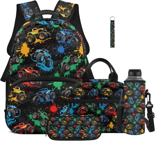 Vista 44 de Bulopur Eagle American Flag Print Kids Backpack Boys Elementary School 17 Inch Bookbag With Lunch Bag Water Bottle Holder Keychain Pencil Case 5