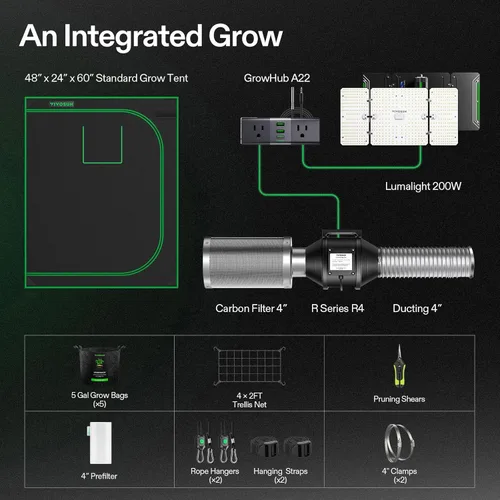 Vista 7 de VIVOSUN Kit de tienda de cultivo 2x4, sistema completo de cultivo controlado por WiFi con luz LED de espectro completo, ventilación automática