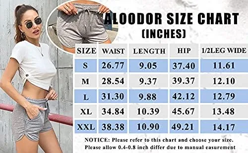Vista 5 de Aloodor - Pantalones cortos deportivos para mujer con bolsillos y cordón