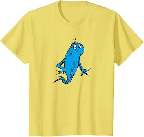 Vista 51 de Dr. Seuss Blue Fish Character - Camiseta con licencia oficial Negro