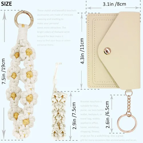 Vista 138 de BIHRTC Llavero de pulsera boho con soporte para lápiz labial, pulsera hecha a mano