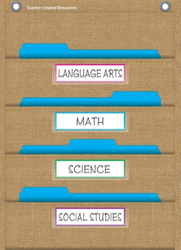 Vista 3 de Teacher Created Resources 20840 - Tabla de bolsillo de almacenamiento de archivos de arpillera con 10 bolsillos (14 x 58 pulgadas)