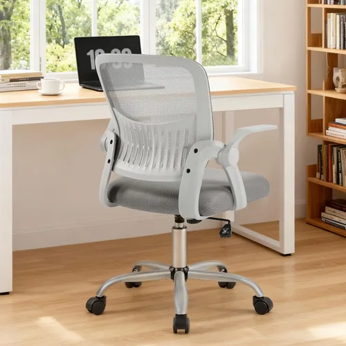 Vista 20 de Sweetcrispy Silla ejecutiva de gestión de oficina en casa, silla ergonómica de malla ajustable giratoria de escritorio para computadora con soporte