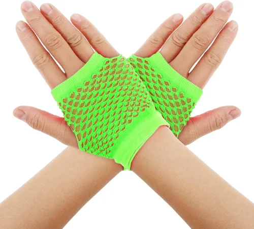Vista 10 de DIVINA VITAE 80s Short Fishnet Gloves Fingerless Fish Net Gloves for Women Mesh Hand Fishnets Emo Goth 80s Scene Accessories Negro
