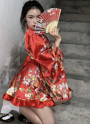 Vista 4 de Conjunto de calcetines con diseño de palo de pelo Tabi para mujer, estilo kimono de baile japonés de anime