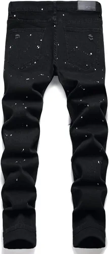Vista 3 de OIIIO Pantalón Elástico con Parche Rasgado para Hombre de Ajuste Regular