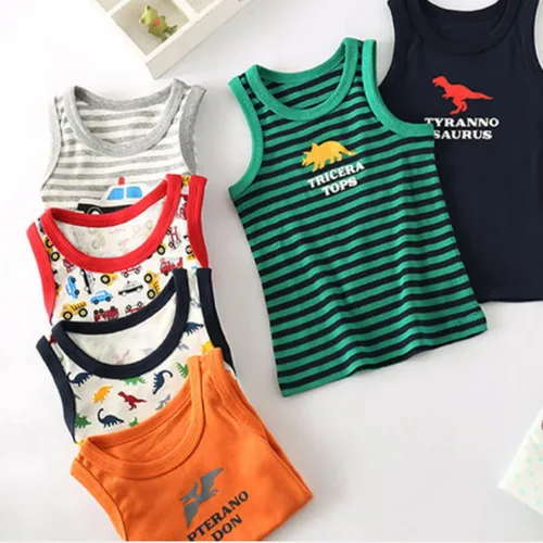 Vista 2 de LeeXiang Conjunto de 3 camisetas sin mangas para niños pequeños
