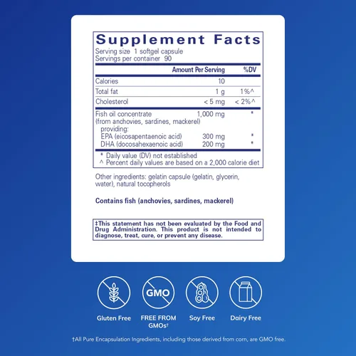 Vista 2 de Pure Encapsulations EPA/DHA Essentials - Suplemento concentrado de aceite de pescado para apoyar la salud cardiovascular* - Suplemento premium